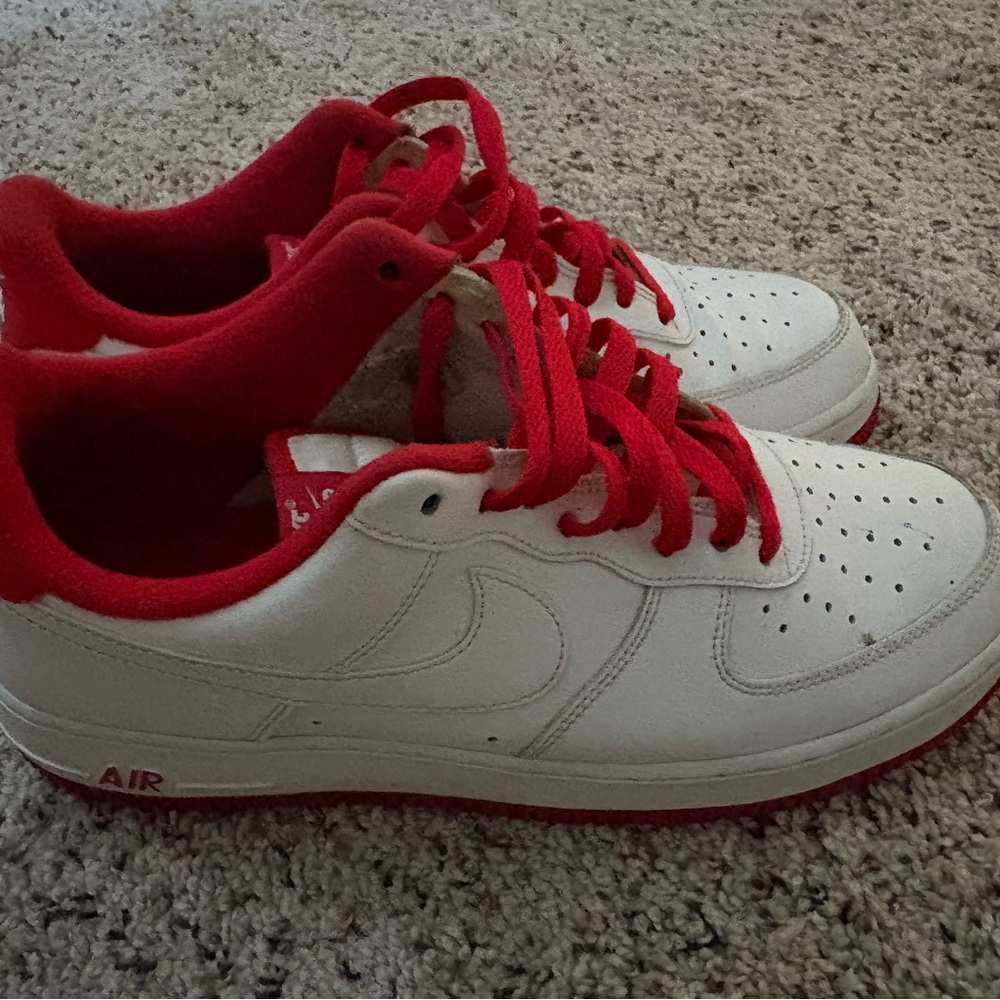 Kids White and Red Athletic Sneakers